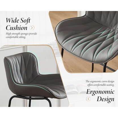 Moderner Barhocker 2er Set Grau – Komfortabler Steppdesign Stuhl