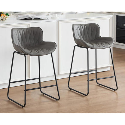 Moderner Barhocker 4er Set Grau mit Steppdesign & Komfort