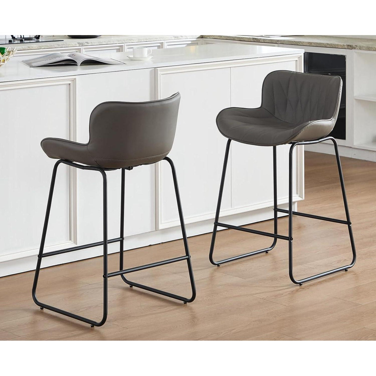 Moderner Barhocker 4er Set Grau mit Steppdesign & Komfort