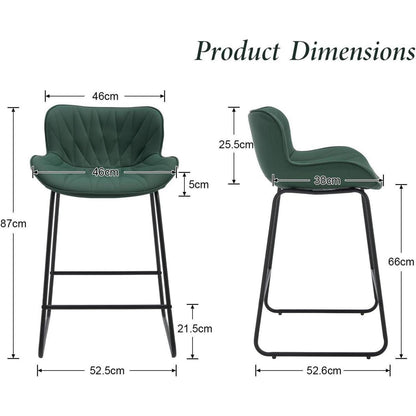 Moderner Barhocker 2er Set mit Steppdesign, Grün