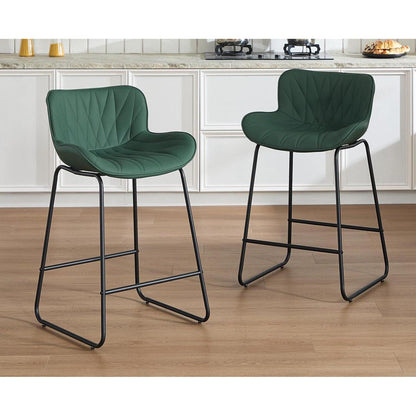 Moderner Barhocker 2er Set mit Steppdesign, Grün