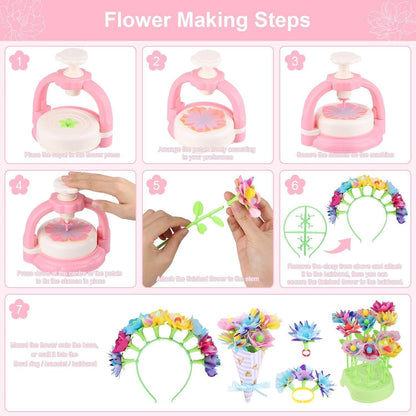 DIY Blumen Bastelset Kinder – Kreatives Spielzeug für Mädchen 4-10 Jahre