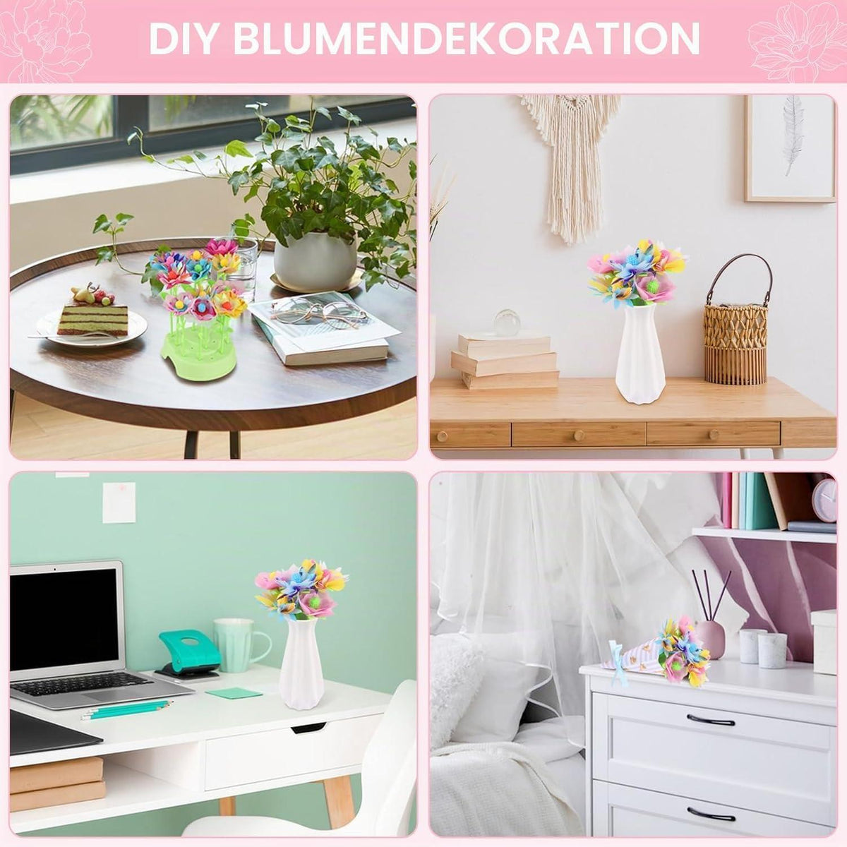 DIY Blumen Bastelset Kinder – Kreatives Spielzeug für Mädchen 4-10 Jahre