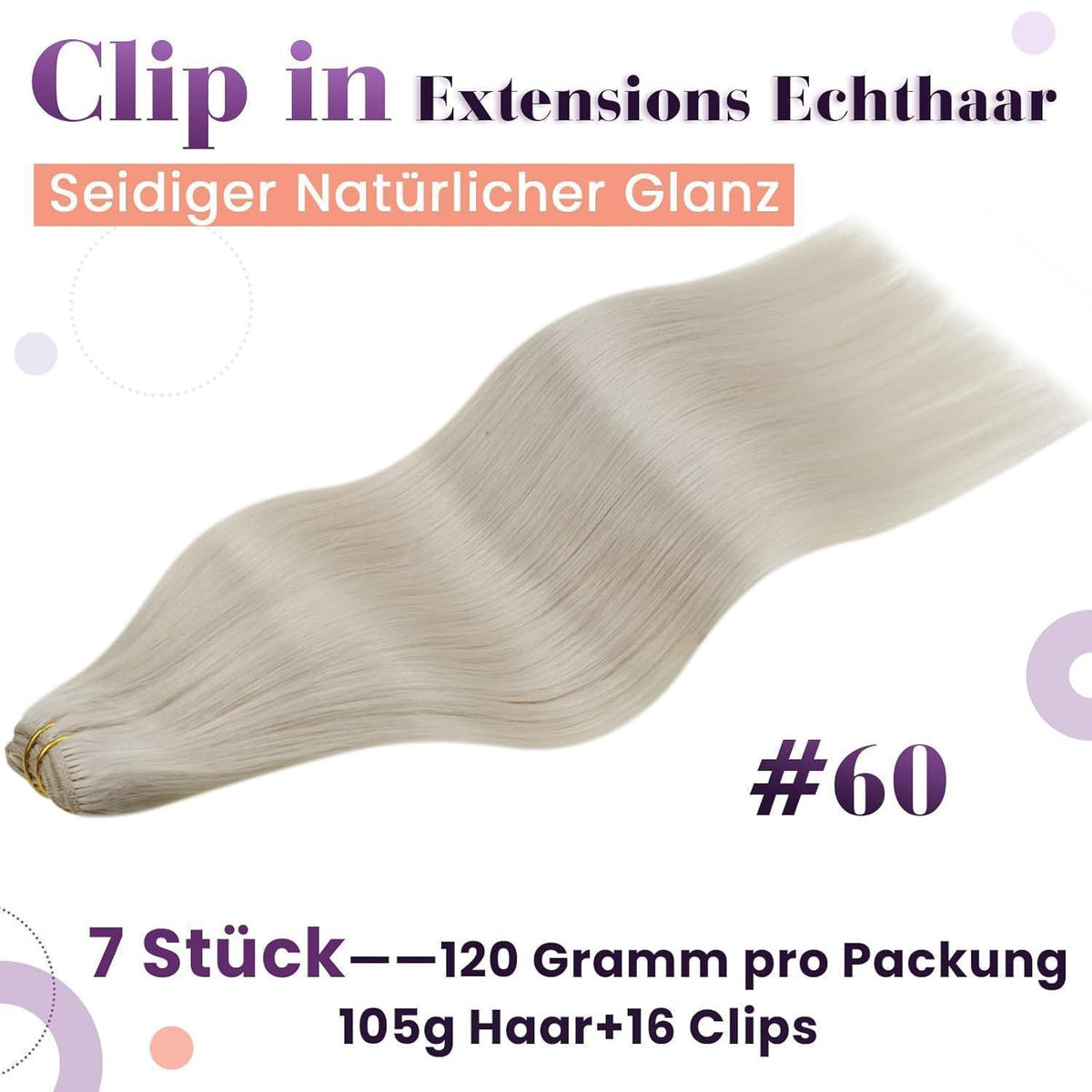 Echthaar Clip-in Extensions Blond Highlight 40cm