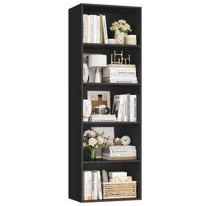 5-Fächers Bücherregal Schwarz – Modernes Standregal 159cm
