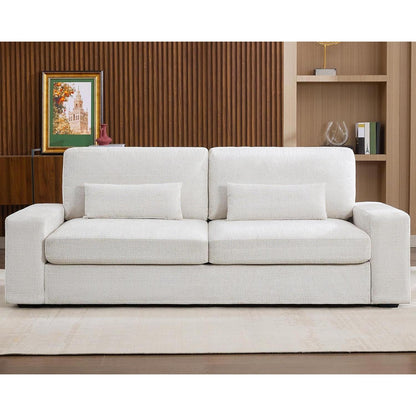 Modernes 3-Sitzer Sofa, Beige Chenille, 220 cm