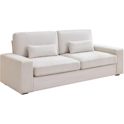 Modernes 3-Sitzer Sofa, Beige Chenille, 220 cm
