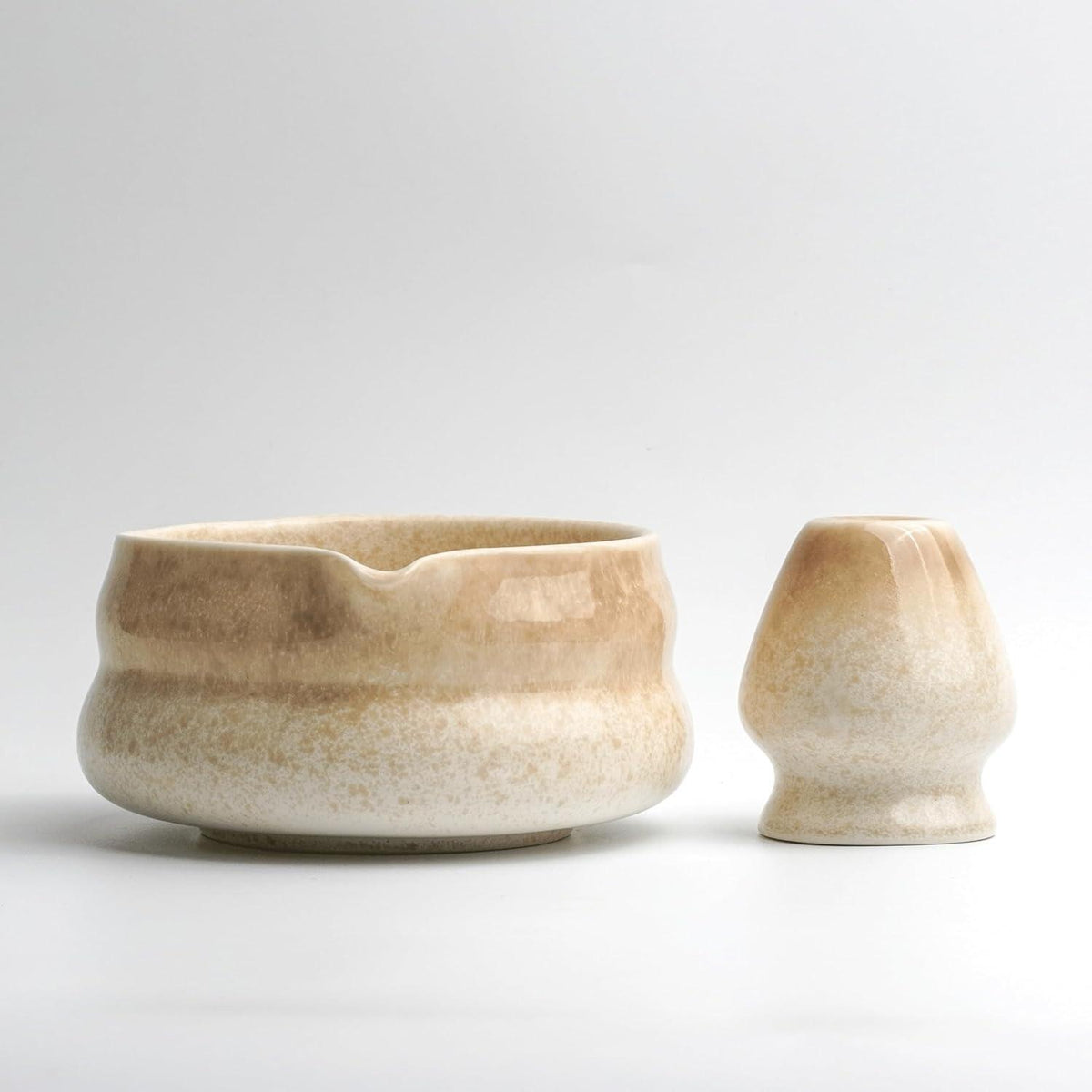 Premium Matcha Set 6-teilig – Beige Keramik & Bambus Chasen