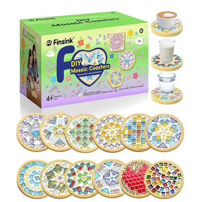 Mosaik Bastelset Kinder – 12 Untersetzer DIY Geschenk