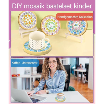 Mosaik Bastelset Kinder – 12 Untersetzer DIY Geschenk