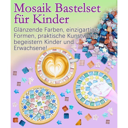Mosaik Bastelset Kinder – 16pcs Untersetzer DIY Set