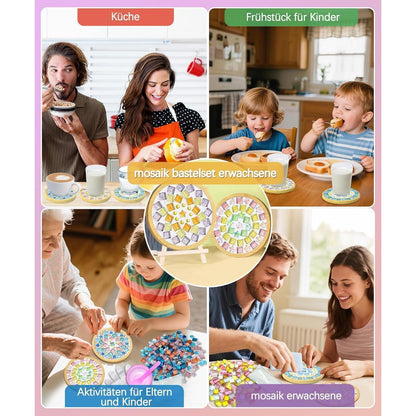 Mosaik Bastelset Kinder – 16pcs Untersetzer DIY Set