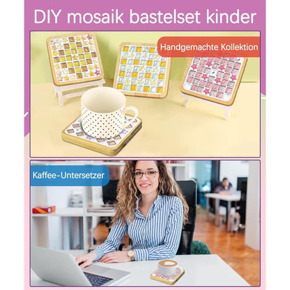Mosaik Bastelset Kinder – 12 Untersetzer DIY Geschenk