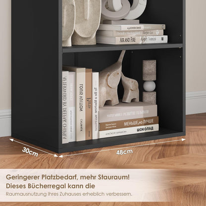6-Fächers Bücherregal schwarz – Modernes Standregal für Wohnzimmer