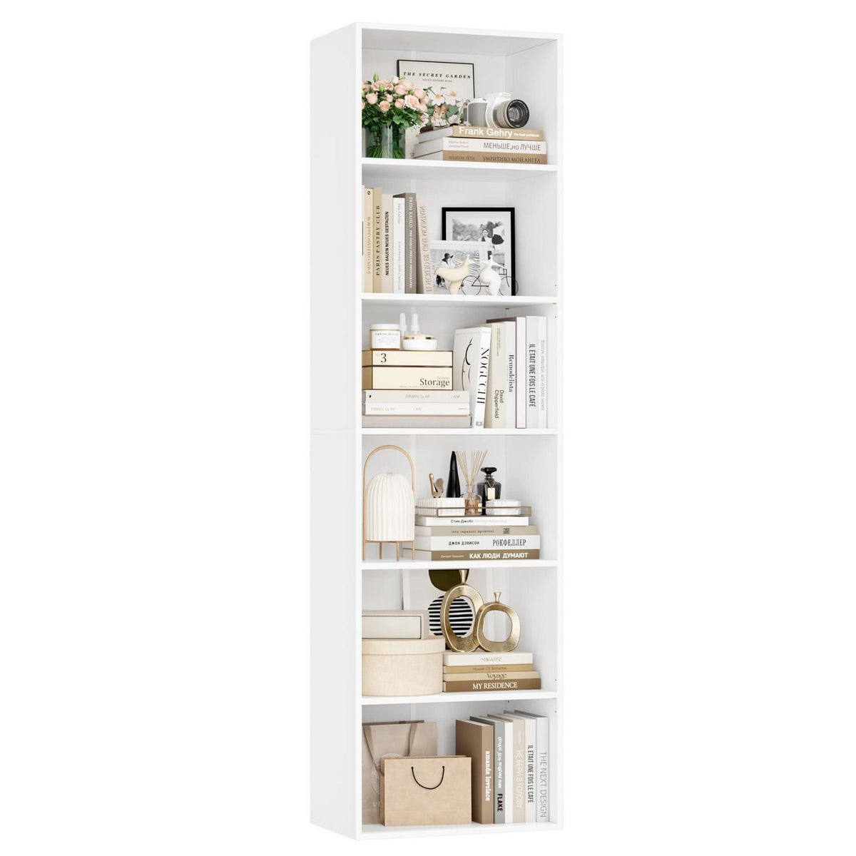 Bücherregal 6 Fächer Weiß – Modulares Standregal für Wohnzimmer