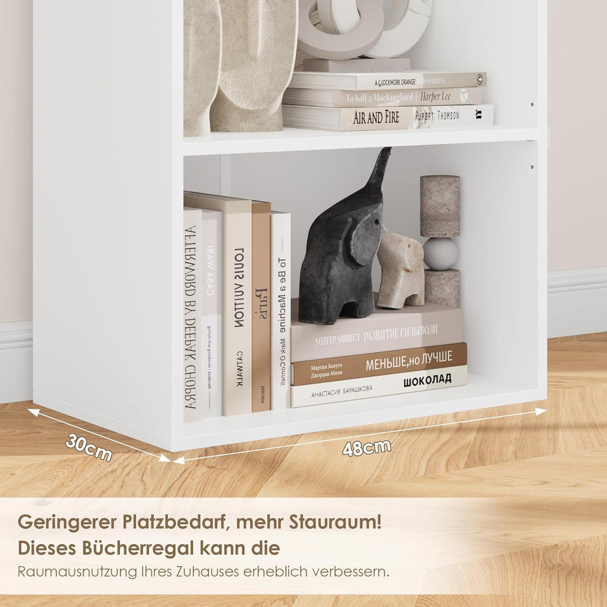 Bücherregal 6 Fächer Weiß – Modulares Standregal für Wohnzimmer