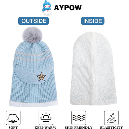 Kinder Wintermütze Set mit Schal & Sturmhaube – Blau