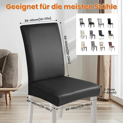 PU Stuhlhülsen 4er Set – Schwarz, Wasserabweisend & Elastisch