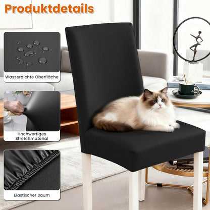 PU Stuhlhülsen 4er Set – Schwarz, Wasserabweisend & Elastisch
