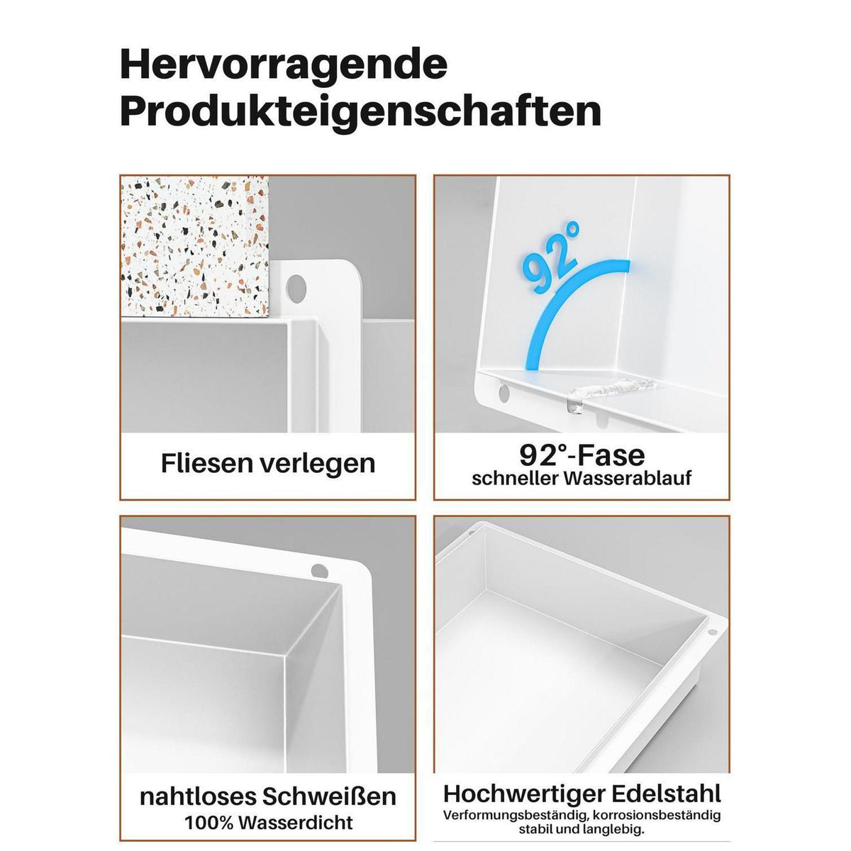 Edelstahl Duschnische 60x30cm – Wandnische für Bad, Küche & Wohnen