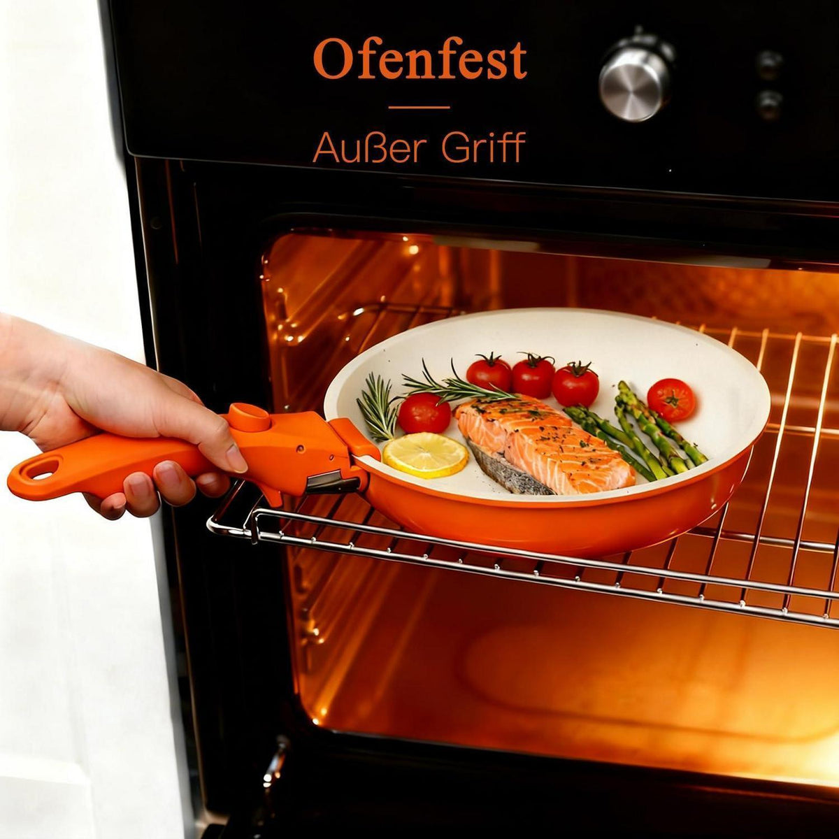 11-teiliges Topfset mit abnehmbarem Griff & Induktionsboden Orange