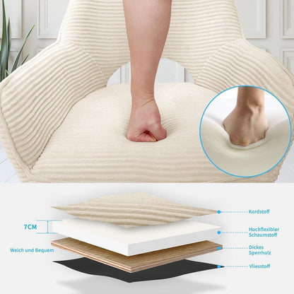 Drehbarer Esszimmerstuhl mit Armlehnen – Beige