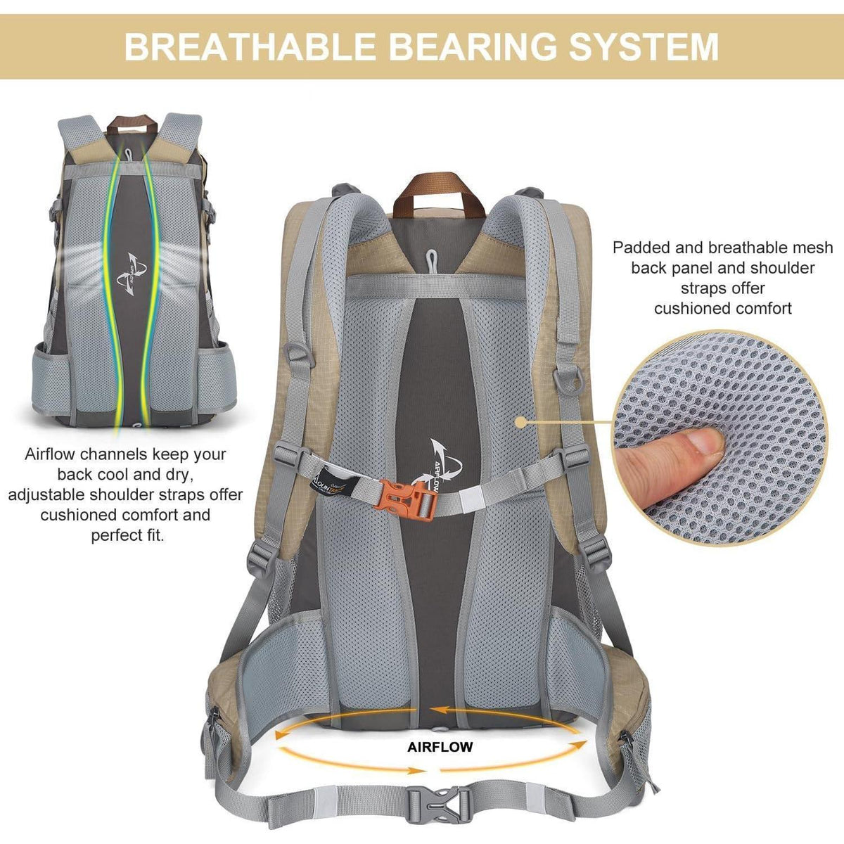 Trekkingrucksack 40L Kaffee - Outdoor Rucksack für Wandern & Reisen