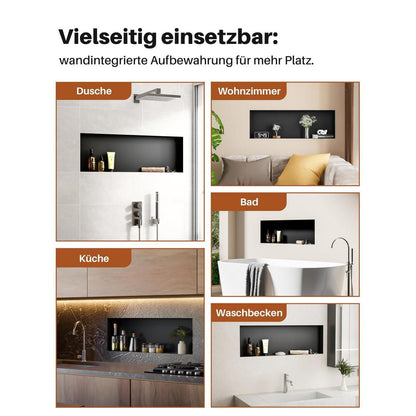 Edelstahl Duschnische 90x30cm – Wandnische für Shampoo & Duschgel