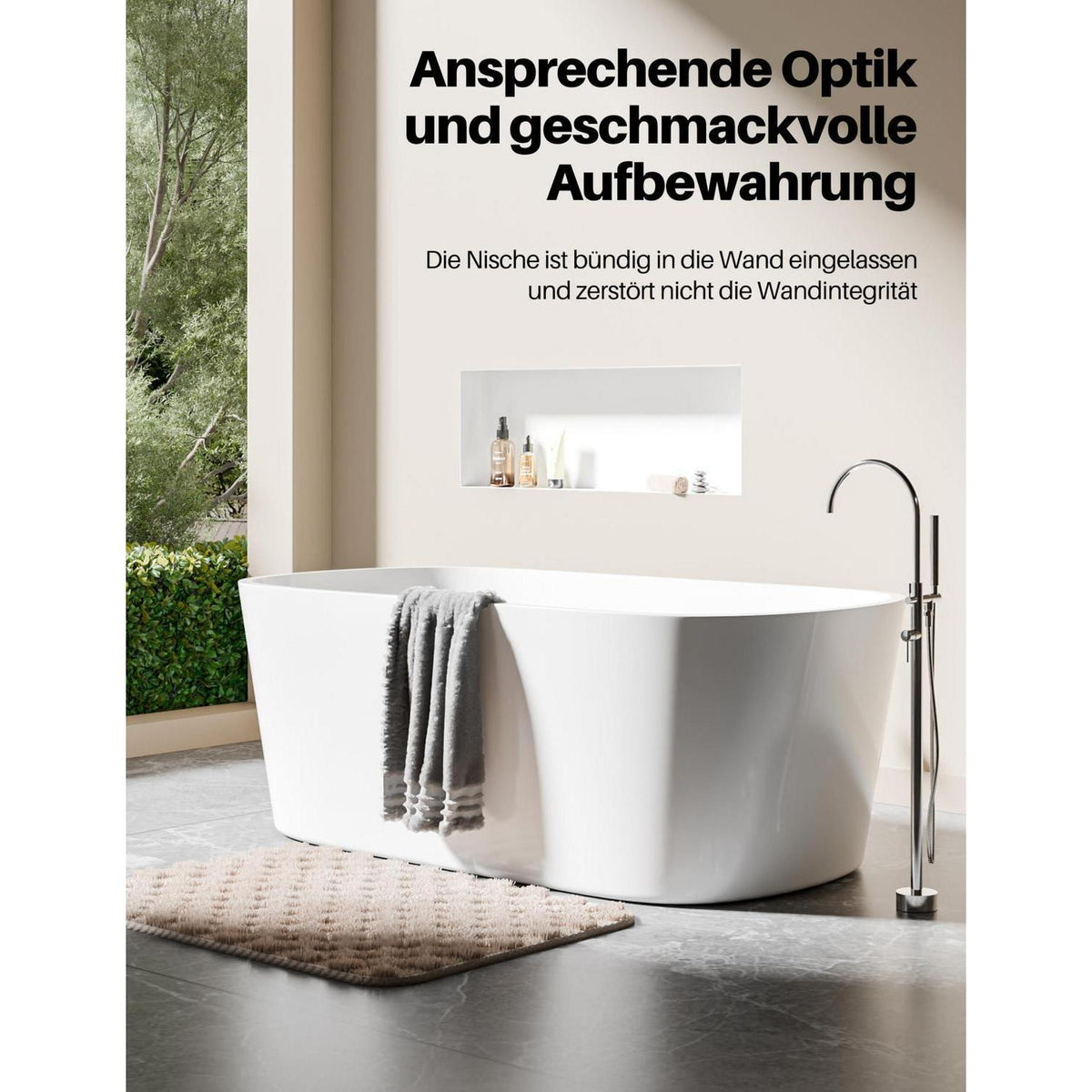 Edelstahl Duschnische 90x30cm – Wandnische ohne Fliesen