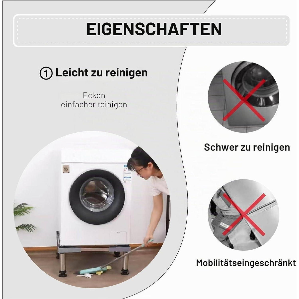 Verstellbarer Kühlschrank-Unterschrank | Höhe 40cm | Grau