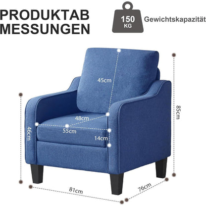 Moderner Ohrensessel Blau – Bequemer Sessel für Wohnzimmer & Schlafzimmer