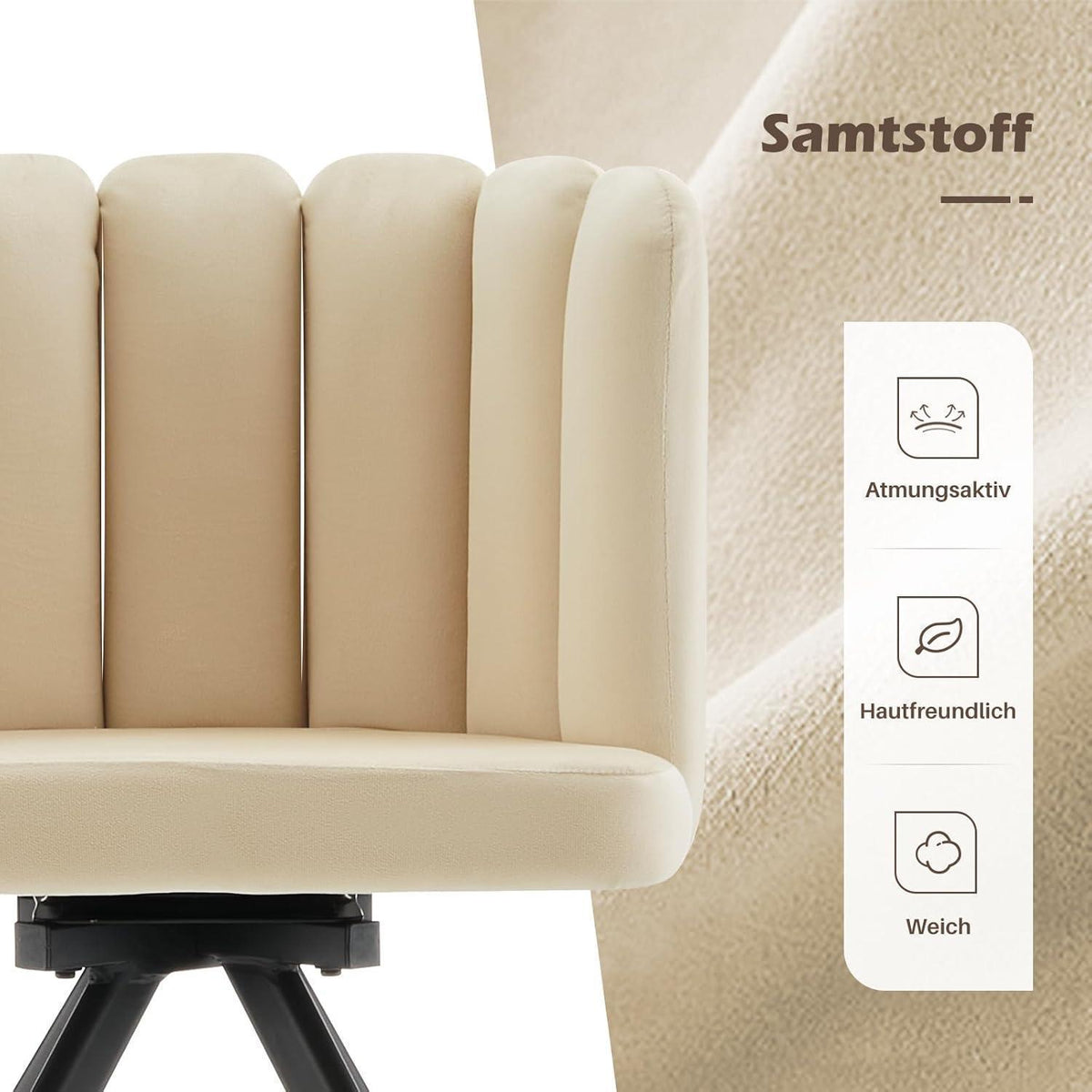 Drehbarer Esszimmerstuhl mit Samtbezug & 360° Funktion