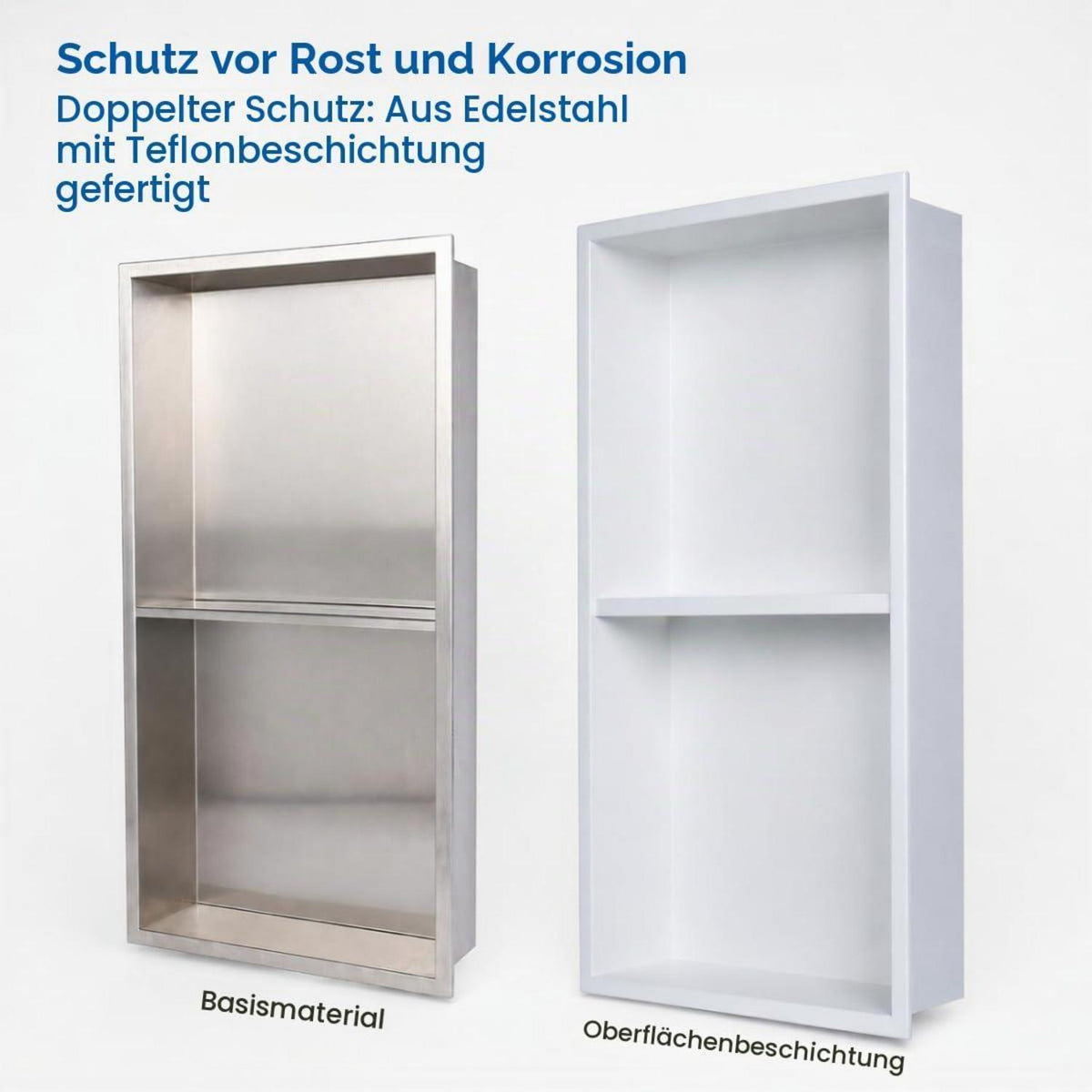 Edelstahl Wandnische für Dusche – Matt Weiß 30x60cm