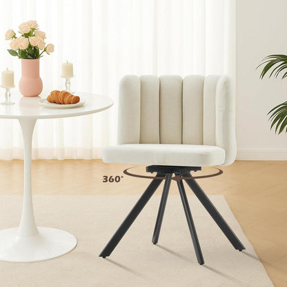 Drehbarer Esszimmerstuhl mit Leinenbezug (Beige)