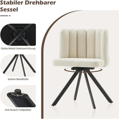 Drehbarer Esszimmerstuhl mit Leinenbezug (Beige)