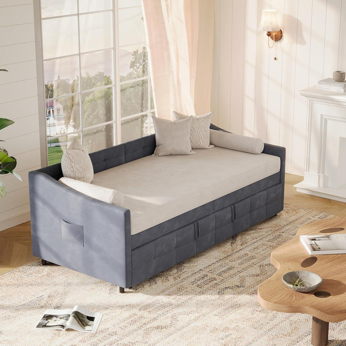Ausziehbares Schlafsofa 90/180x200cm – Grau