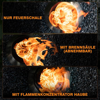 Edelstahl Feuerschale mit Grillrost – Rauchfrei & Vielseitig