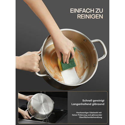 15-tlg Edelstahl Topfset 3-PLY mit Zubehör & Dampfgarer