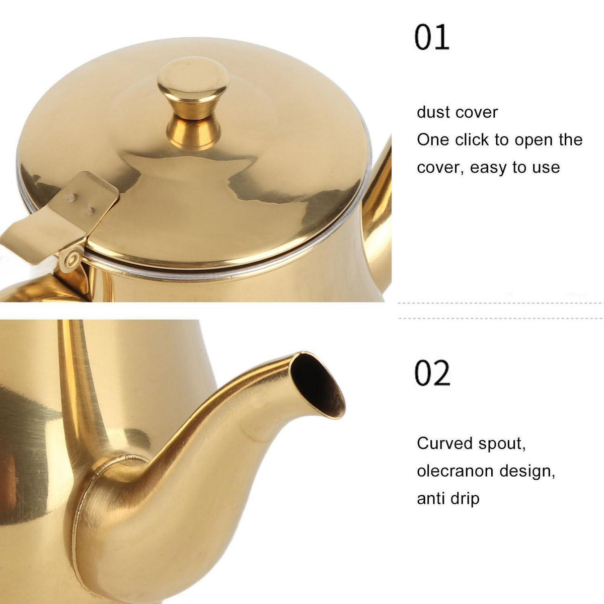 Edelstahl Teekanne 500ml mit Infuser, Gold
