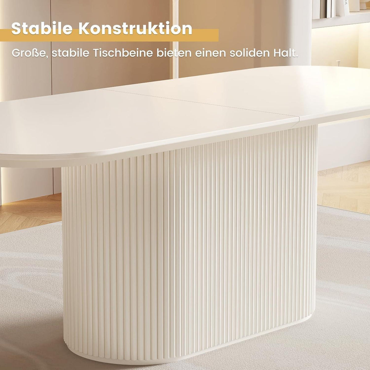 Ovaler Esstisch Weiß Beige – Moderner Küchentisch für Esszimmer