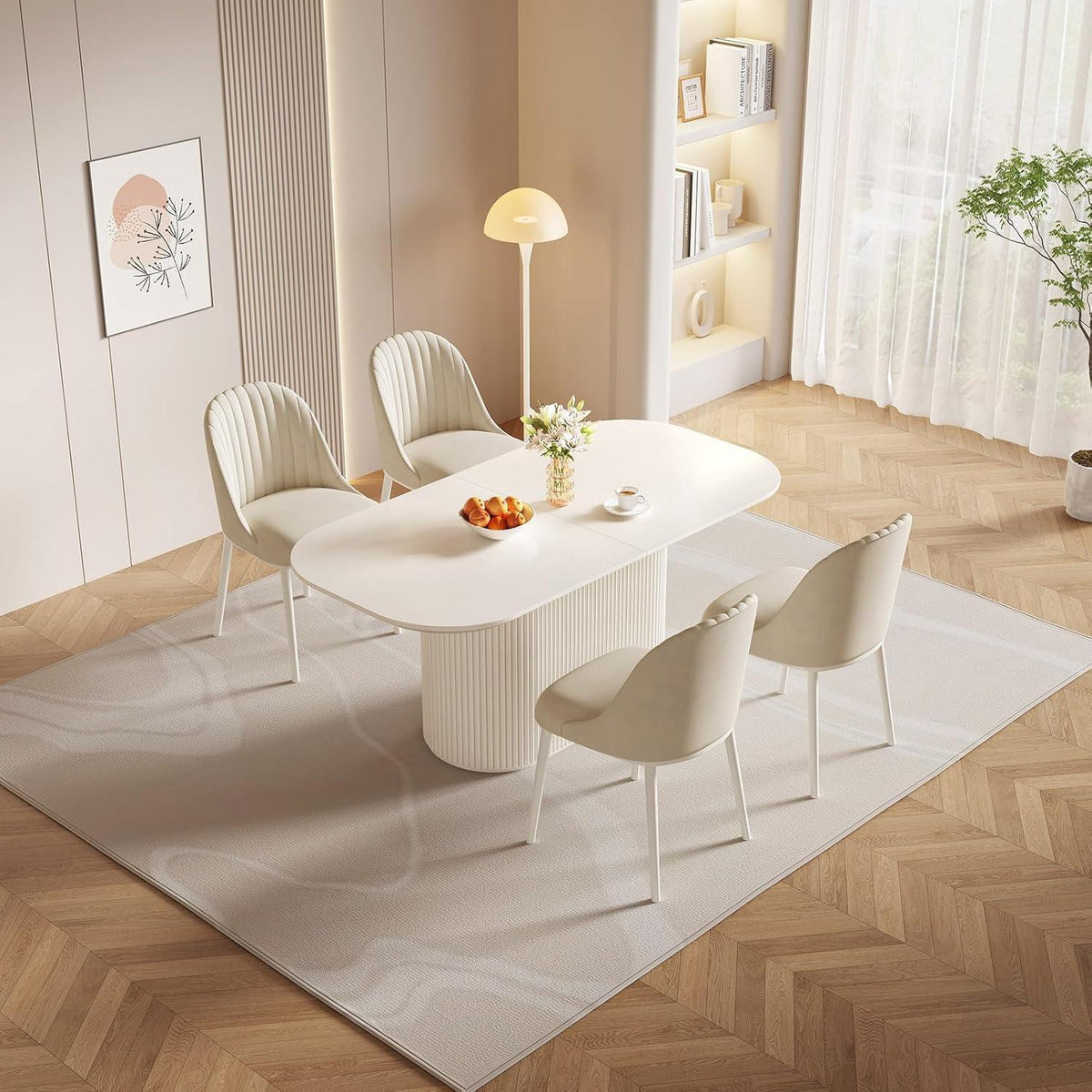Ovaler Esstisch Weiß Beige – Moderner Küchentisch für Esszimmer