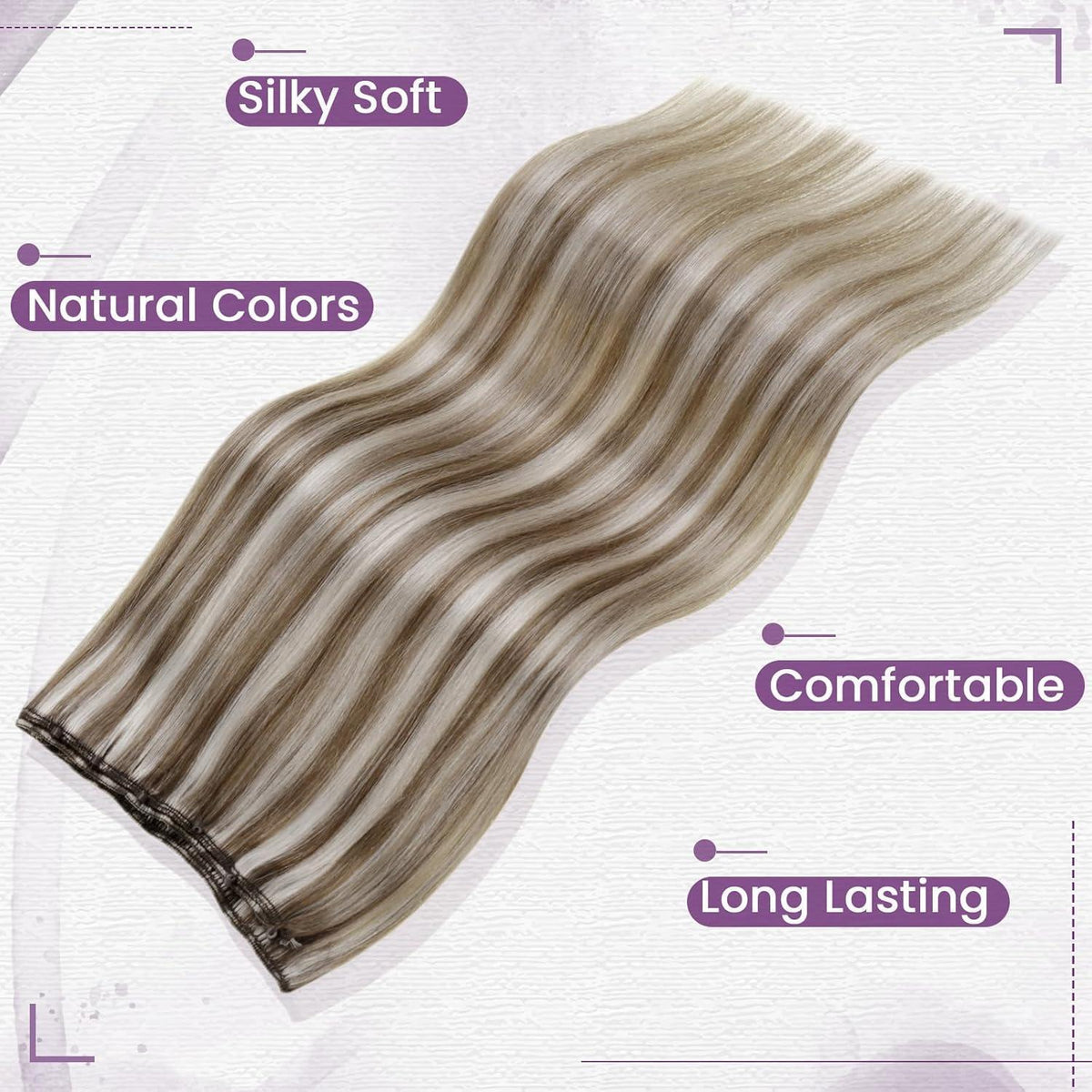 Echthaar Tressen Blond Highlights 40cm - 50g #P8/60