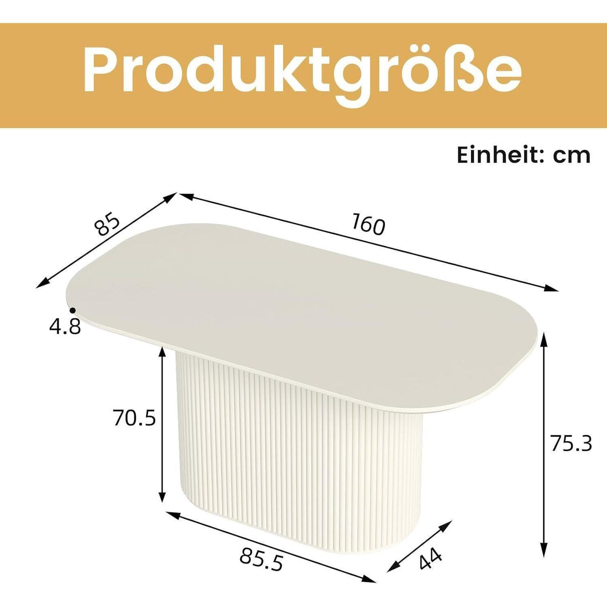 Ovaler Esstisch Weiß Beige – Moderner Küchentisch 160 cm