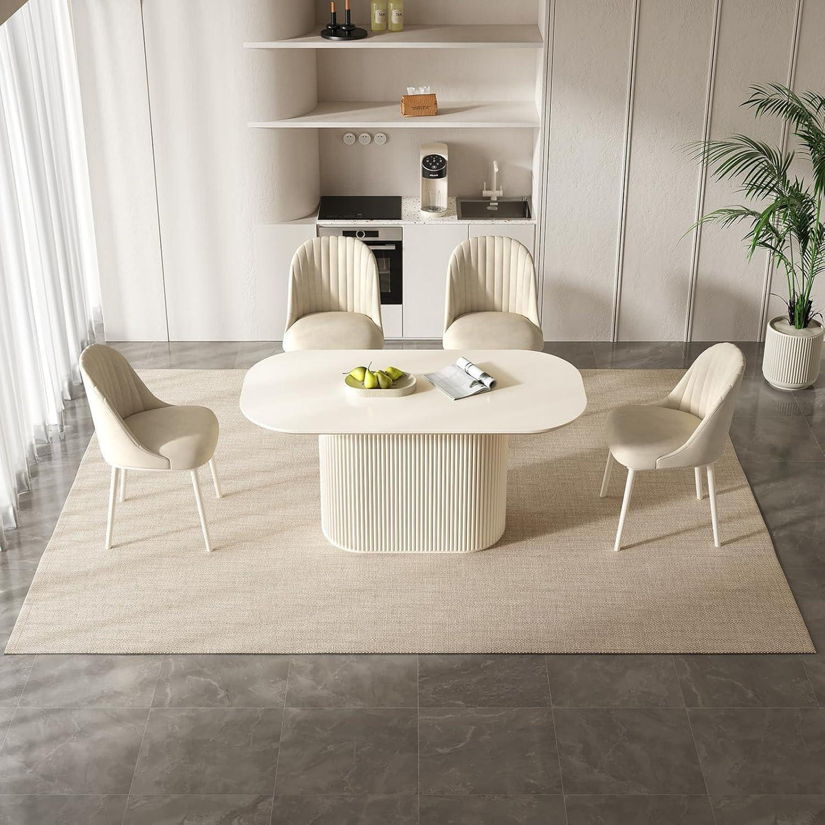 Ovaler Esstisch Weiß Beige – Moderner Küchentisch 160 cm