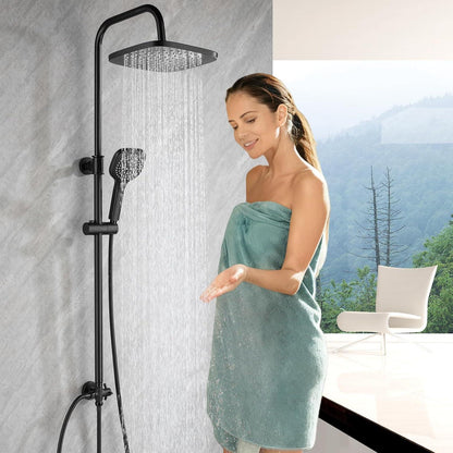 Regendusche Set Matt Schwarz, Höhenverstellbar 79-128cm