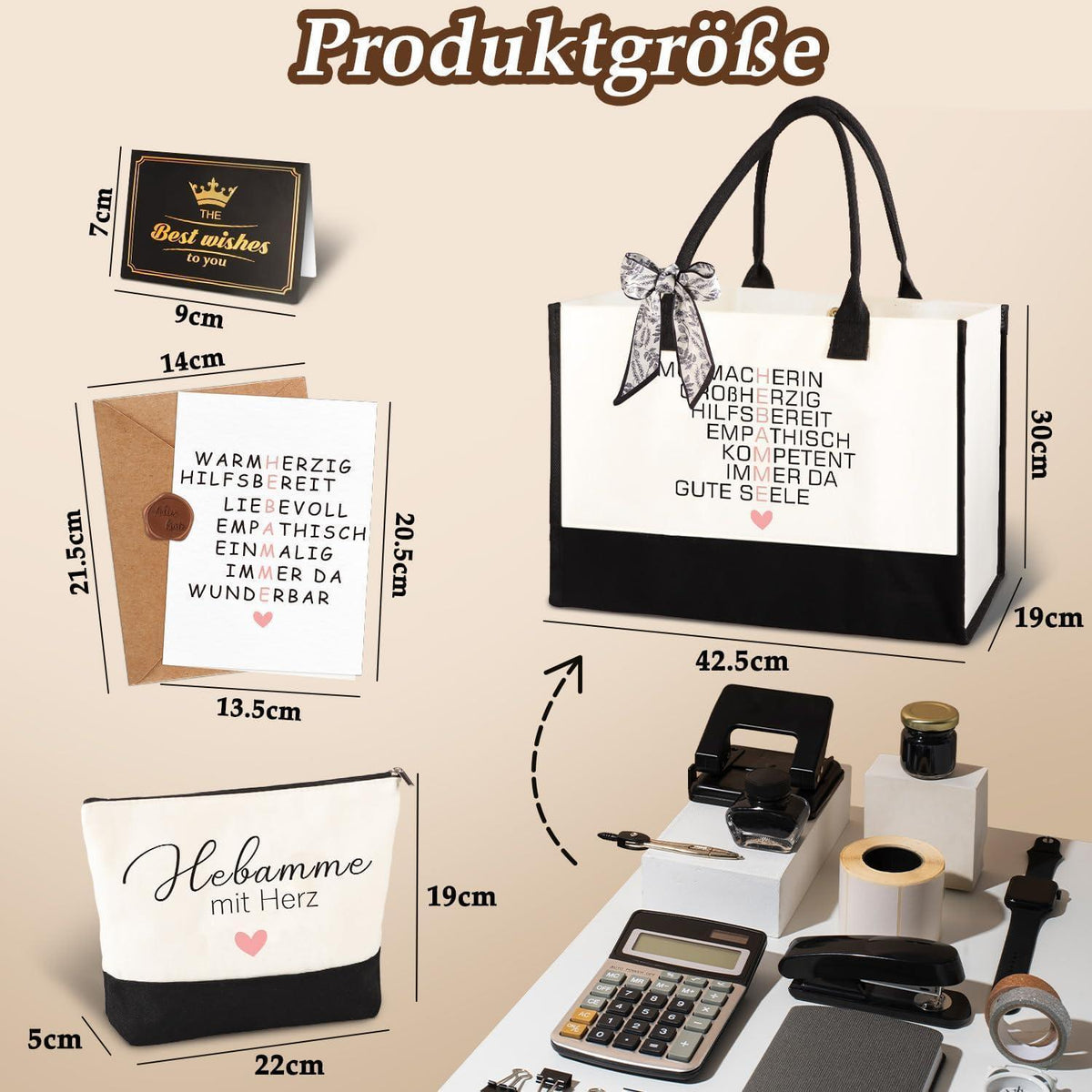 Geschenkset Hebamme mit Tasche & Karte – Dankeschön Geschenk