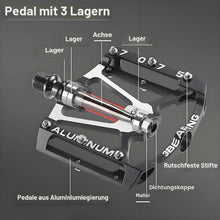 Mountainbike Pedale mit 3 Kugellagern, 9/16 Zoll, Silber