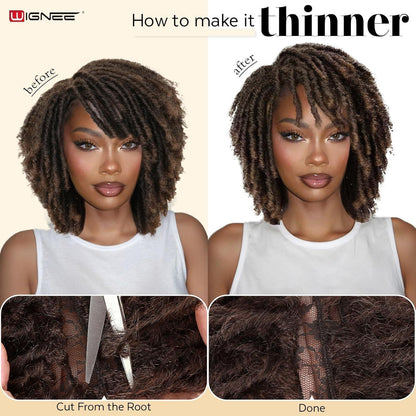 Kurze Dreadlock Perücke 1B/350 Synthetisch 33cm