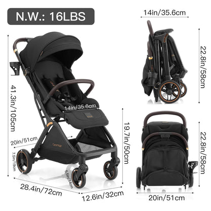 Faltbarer Baby-Kinderwagen – Reisebuggy mit Verstelllehne & UV-Schutz