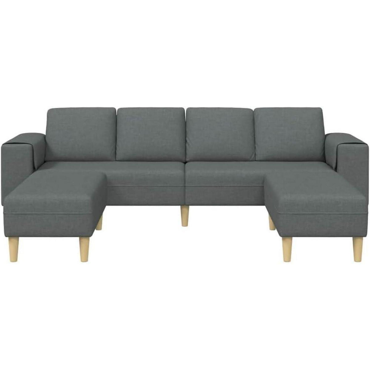 Modernes Cord Polstersofa 3-teilig Dunkelgrau mit Ottomane